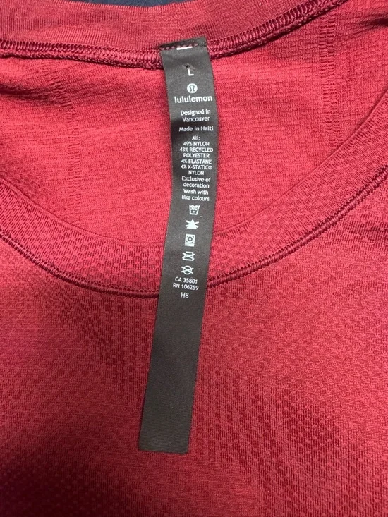 Lululemon Men’s Metal Vent Tech 2.0 Long Sleeve Shirt Red Maroon Size L - Picture 5 of 7